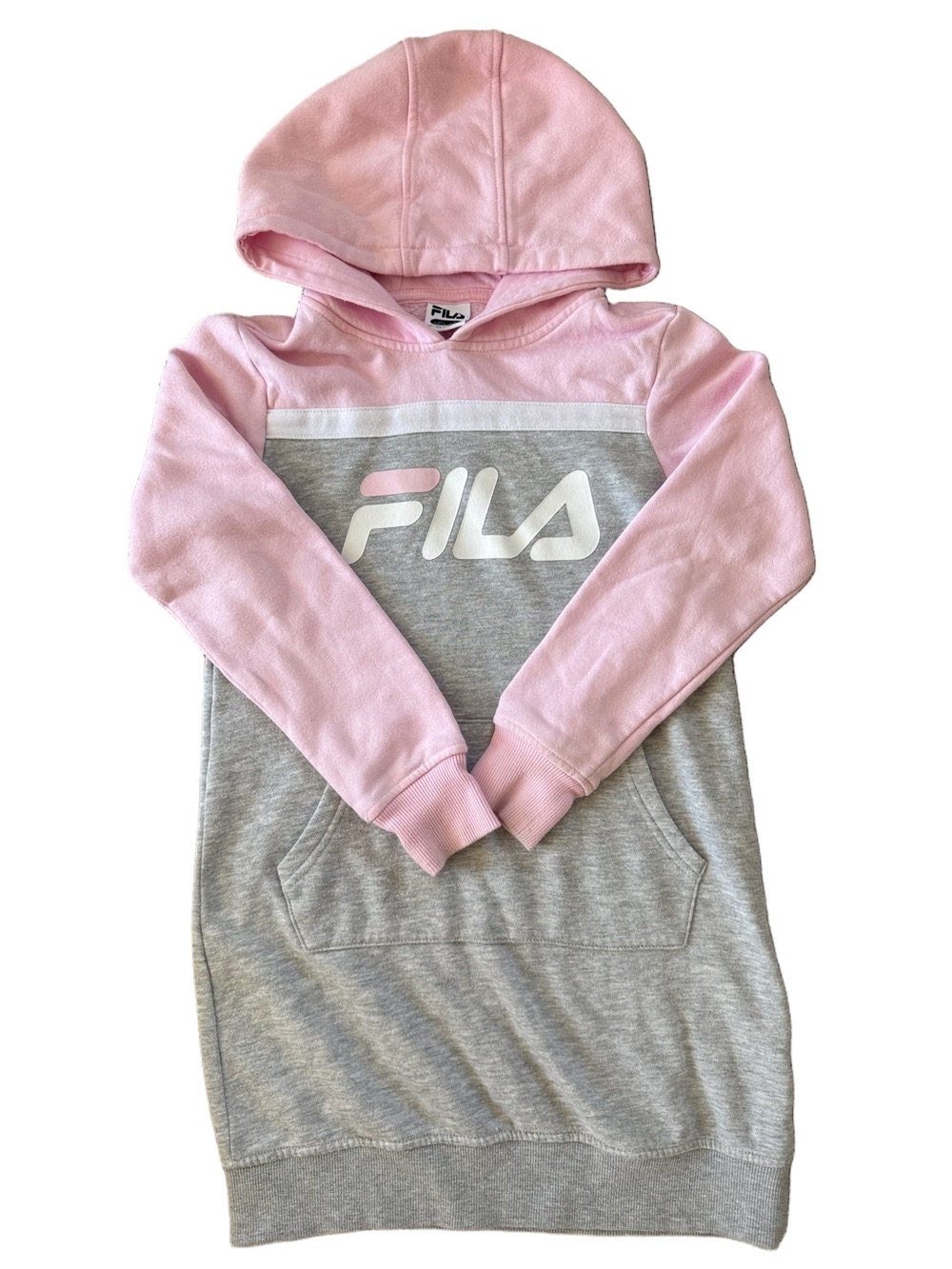 Fila Pink and Gray Girls' Hooded Sweatshirt Dress